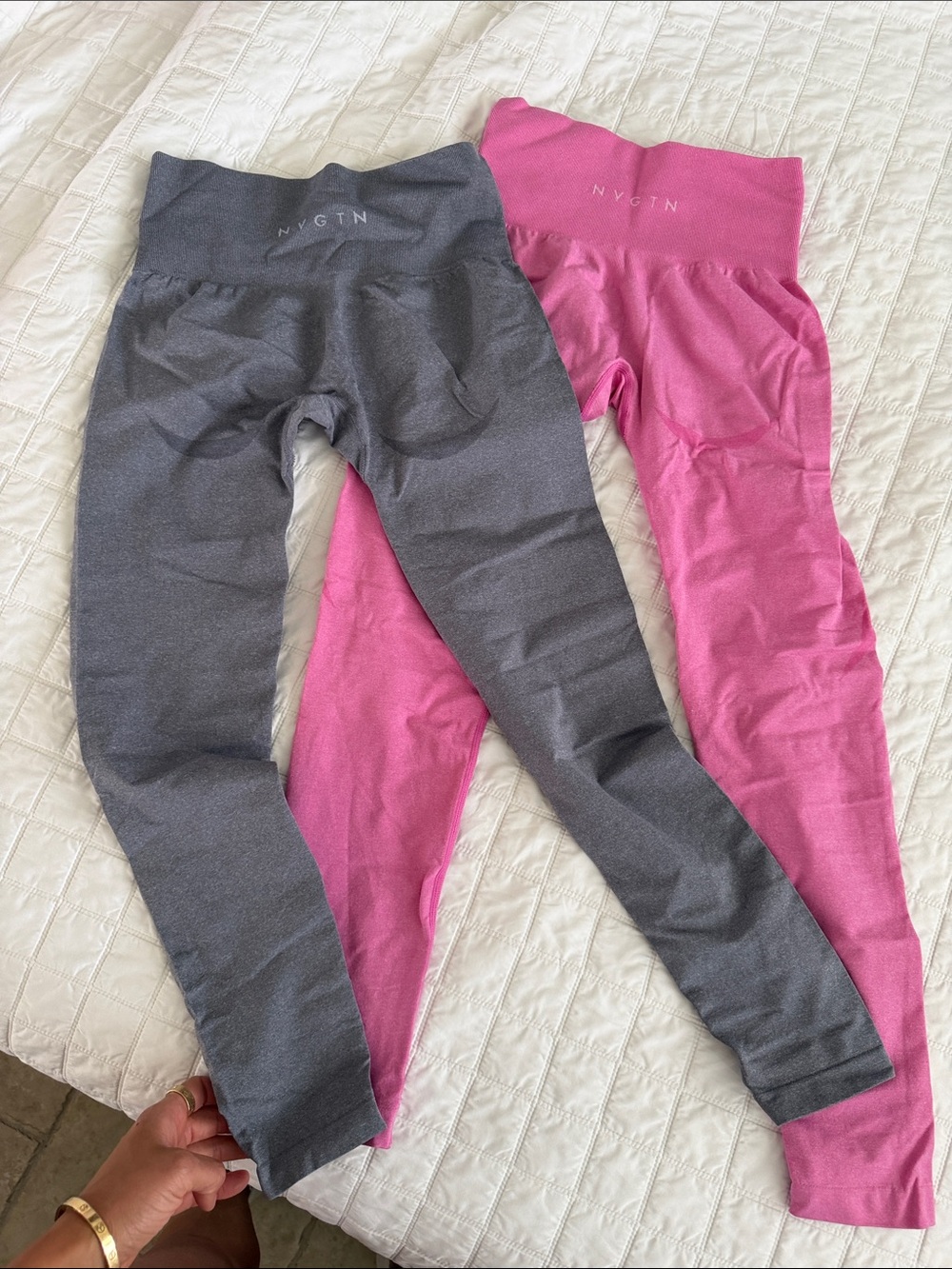 NVGTN Girls' High-Waist Leggings - Pink & Gray Duo